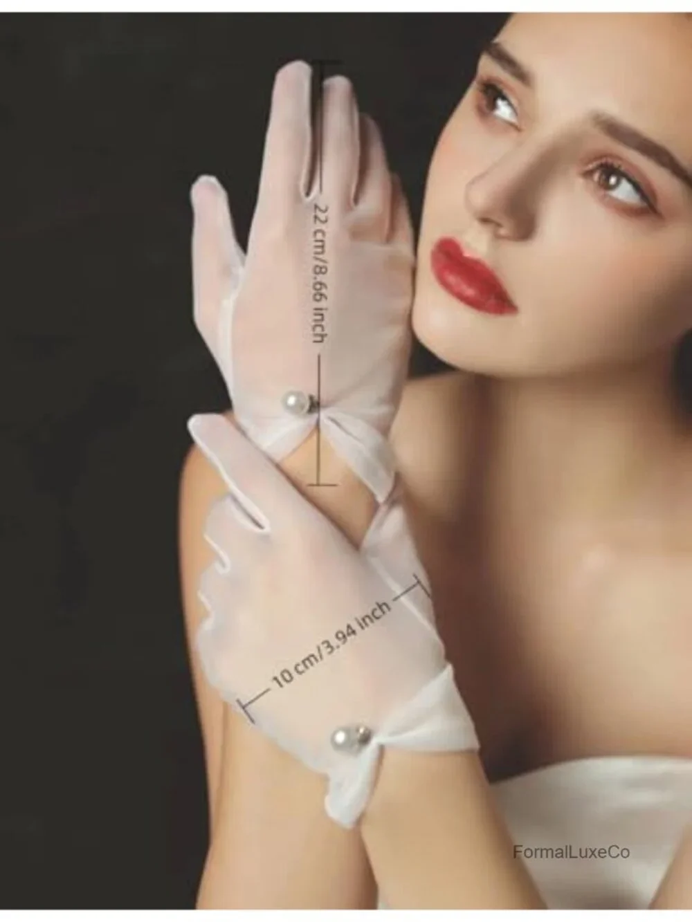 Short Satin Gloves for Wedding Evening Party Dressy Lace Tulle Gloves